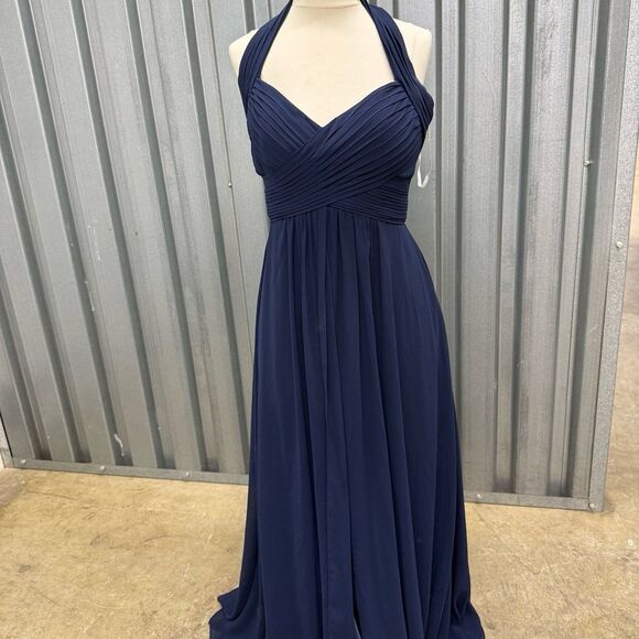 Dresses & Skirts - Bari Jay navy blue halter formal maxi chiffon bridesmaid dress